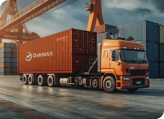 Fleet of trucks on highway